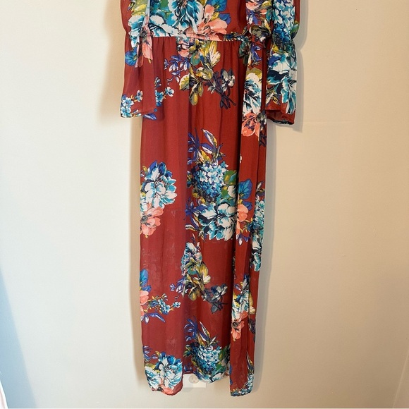 3/$15 Women’s Maxi Tropical Floral Dress Size Medium - Picture 5 of 7